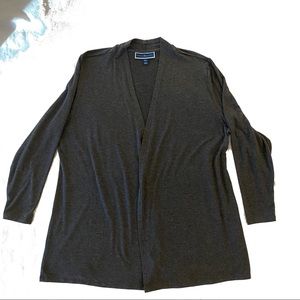 Karen Scott Charcoal Open Cardigan Rolled Collar Size PXL